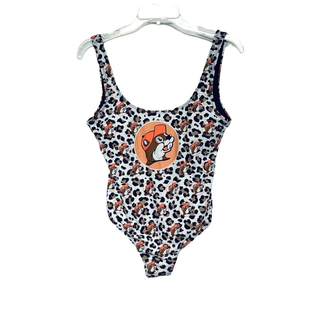Buc-ees Women's XS Cheetah Logo Print One Piece Swimsuit Bathing Suit Bucees